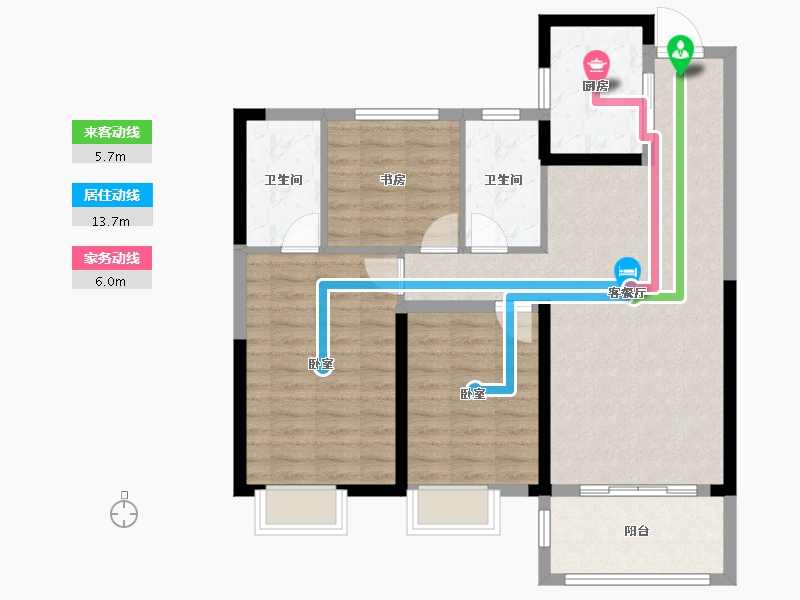 江西省-景德镇市-阳光·森林壹号-88.66-户型库-动静线