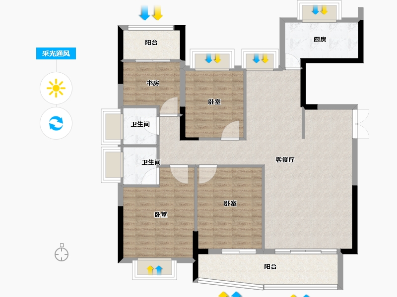 福建省-福州市-贵安新天地公寓-116.00-户型库-采光通风