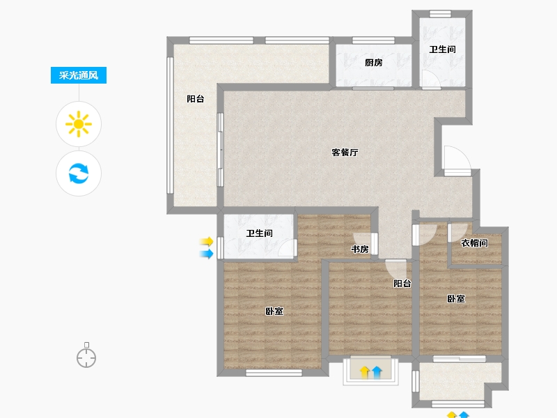 安徽省-淮南市-龙成奥韵-113.10-户型库-采光通风