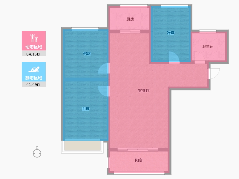 甘肃省-兰州市-凯地华丽世家-94.82-户型库-动静分区