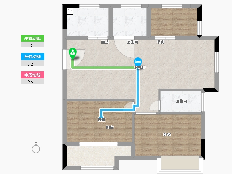 浙江省-嘉兴市-桃源水岸-74.84-户型库-动静线