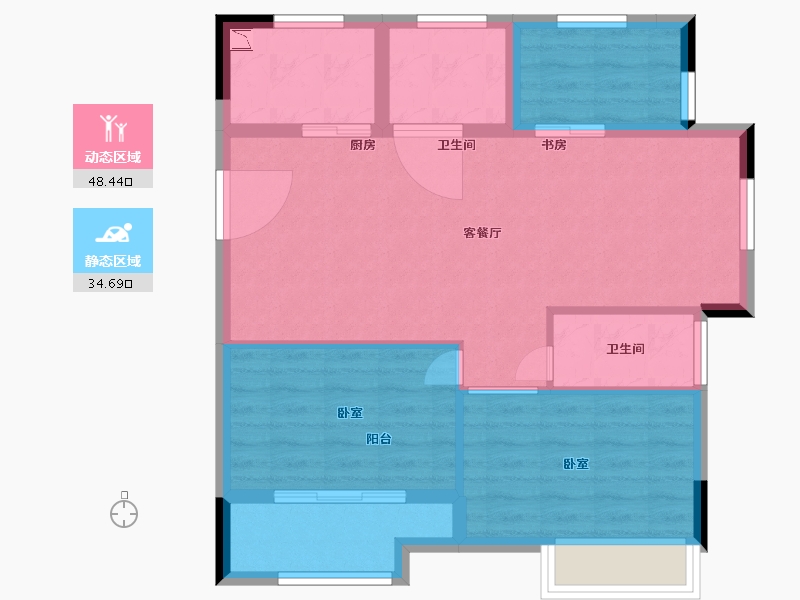 浙江省-嘉兴市-桃源水岸-74.84-户型库-动静分区