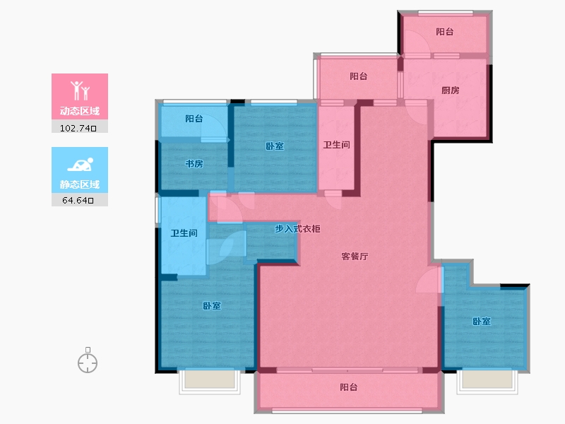 浙江省-宁波市-中国铁建·花语江湾-150.00-户型库-动静分区