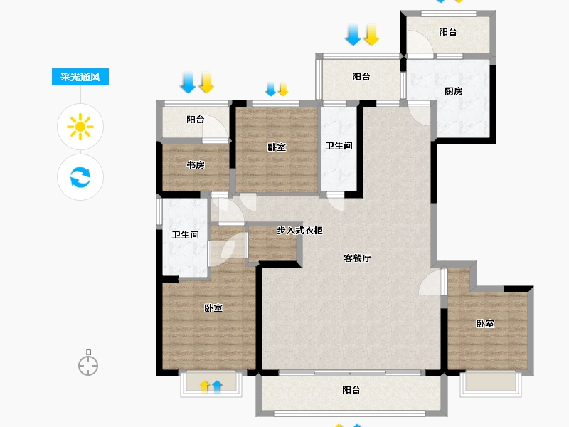 浙江省-宁波市-中国铁建·花语江湾-150.00-户型库-采光通风