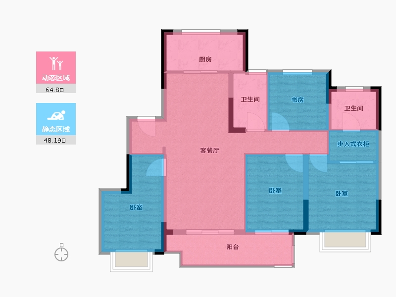 浙江省-宁波市-湖成大境-102.00-户型库-动静分区