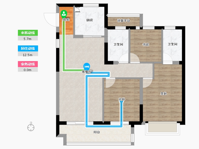 浙江省-台州市-博雅苑-83.82-户型库-动静线