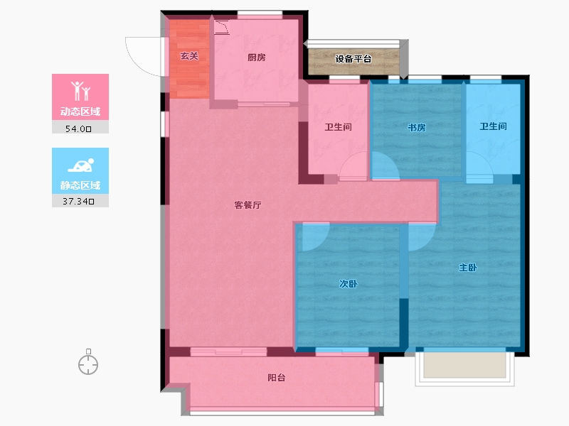 浙江省-台州市-博雅苑-83.82-户型库-动静分区