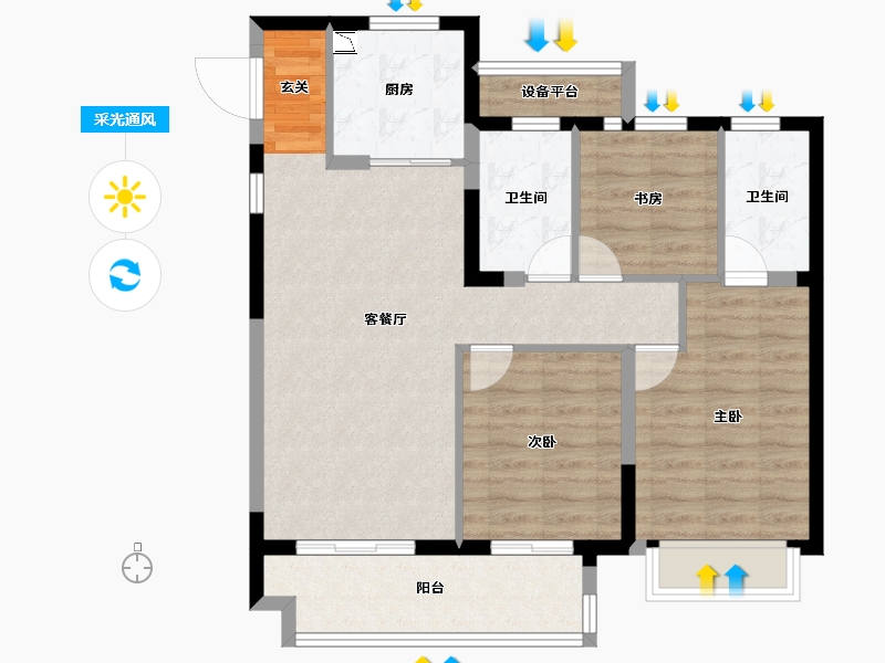 浙江省-台州市-博雅苑-83.82-户型库-采光通风