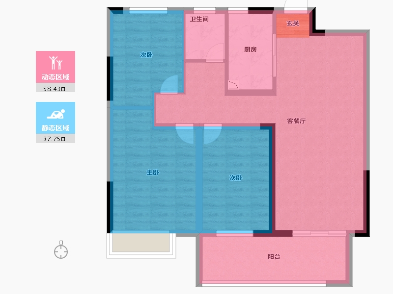 安徽省-阜阳市-壹號府邸-86.00-户型库-动静分区