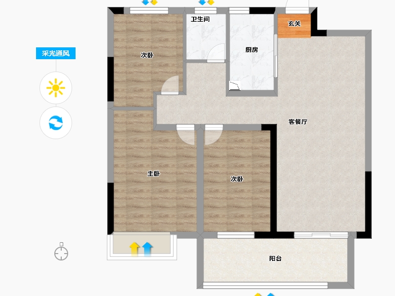 安徽省-阜阳市-壹號府邸-86.00-户型库-采光通风