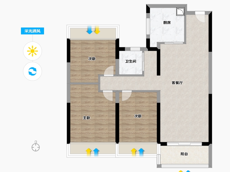 江苏省-徐州市-新沂碧桂园-80.00-户型库-采光通风