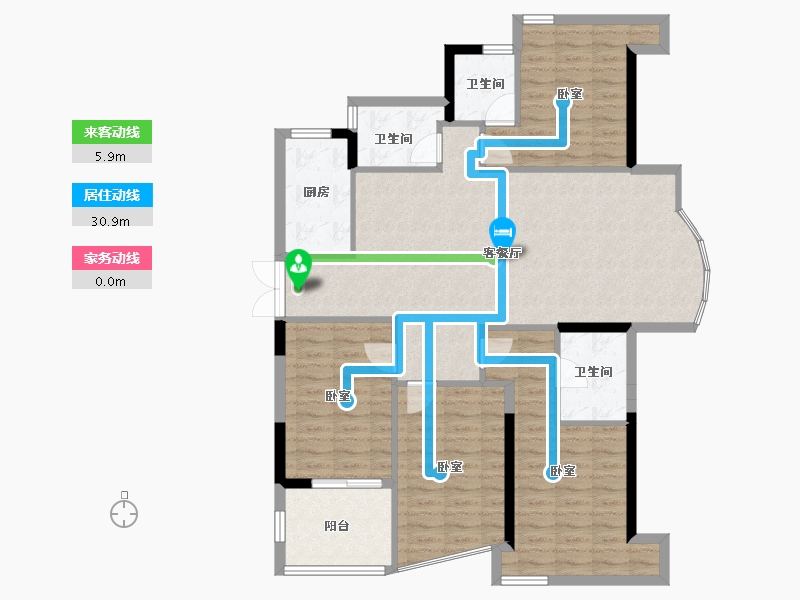 福建省-福州市-三盛国际公园剑桥公馆-117.00-户型库-动静线