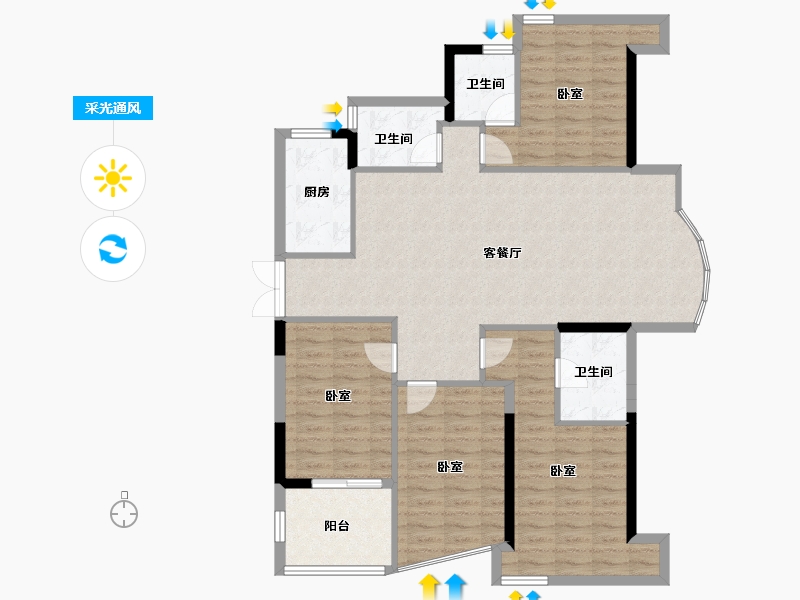 福建省-福州市-三盛国际公园剑桥公馆-117.00-户型库-采光通风