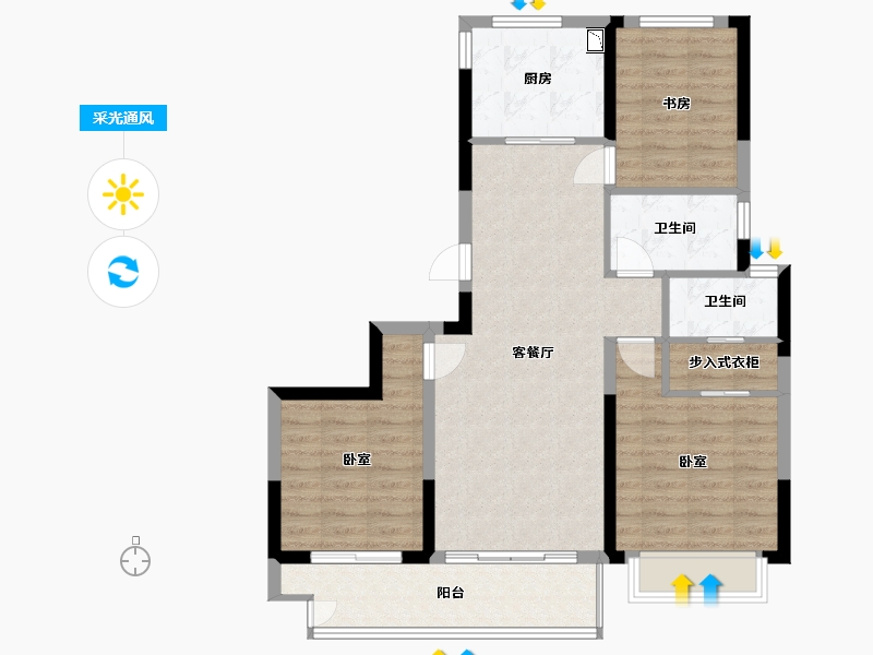 浙江省-宁波市-崇文花园-87.99-户型库-采光通风