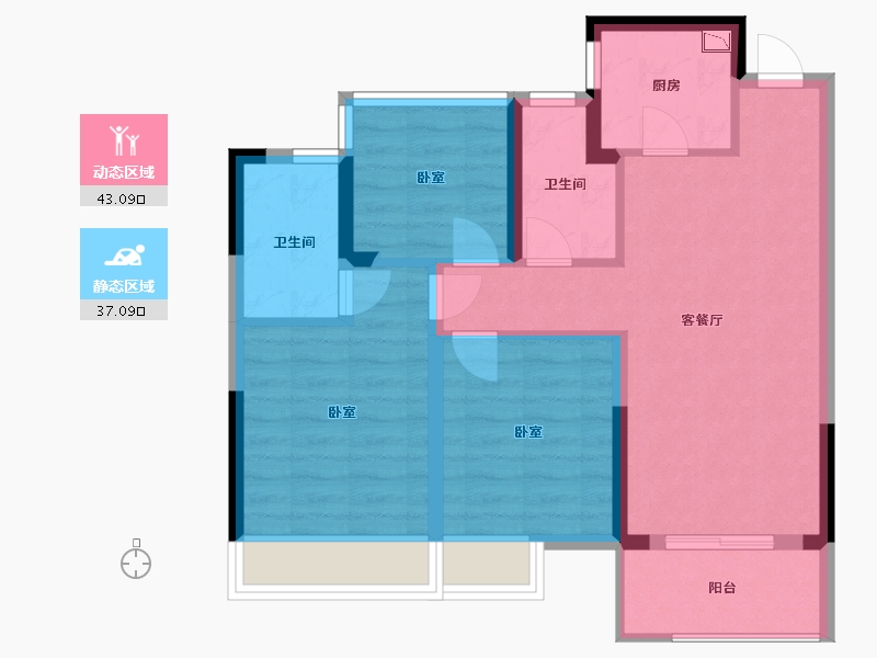 浙江省-宁波市-阳光城众安·顺源里-70.99-户型库-动静分区