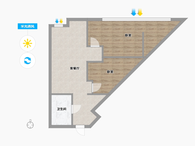 浙江省-杭州市-世茂天玑-58.79-户型库-采光通风