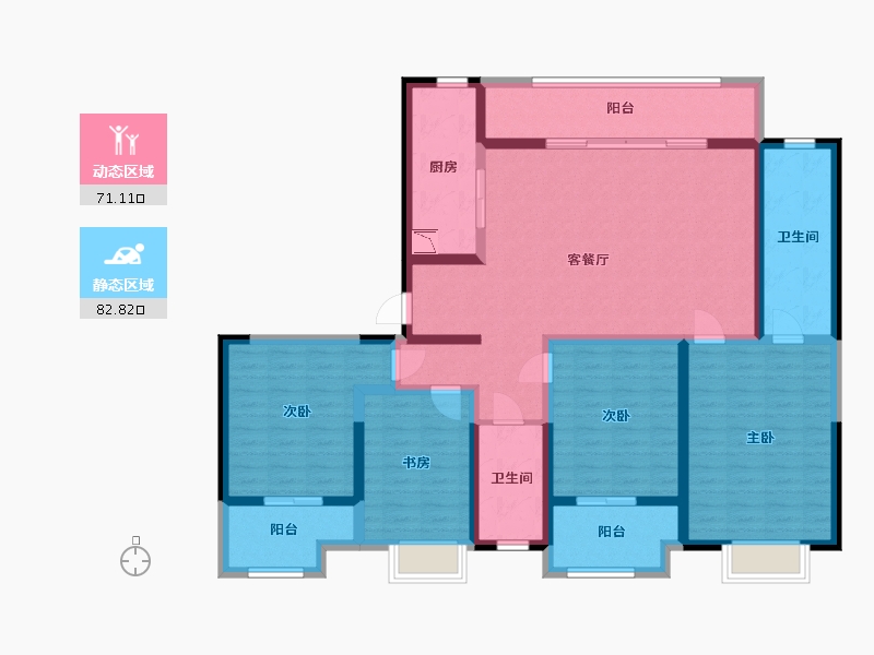 江苏省-南通市-富力院士廷-136.59-户型库-动静分区