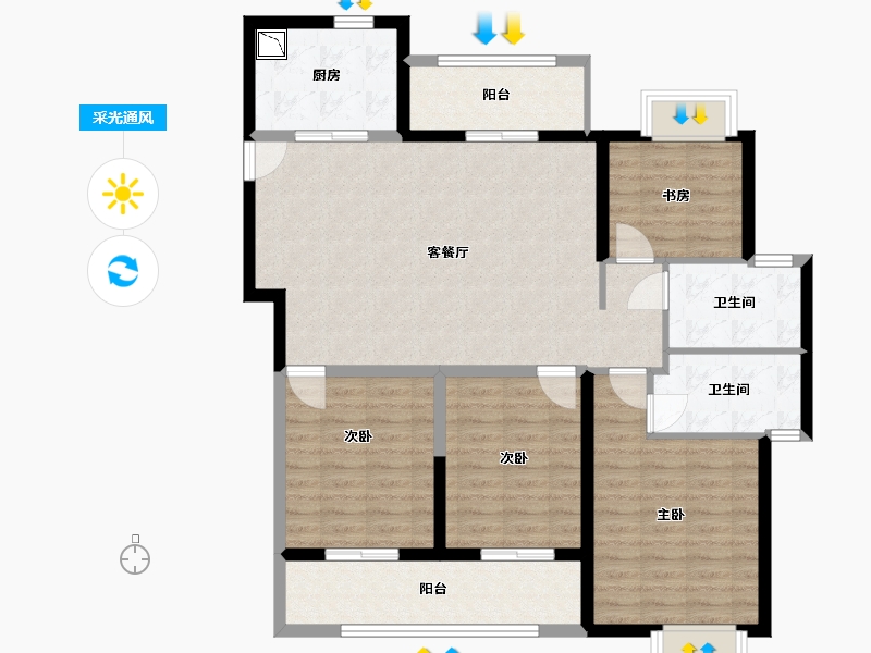 江苏省-南通市-富力院士廷-110.00-户型库-采光通风