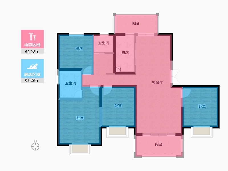 安徽省-淮南市-山南壹号-113.01-户型库-动静分区