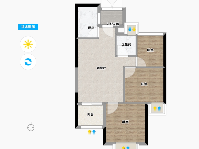 福建省-福州市-贵安新天地公寓-61.00-户型库-采光通风