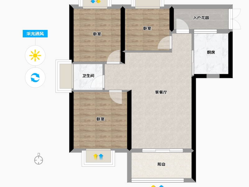 福建省-福州市-贵安新天地公寓-72.12-户型库-采光通风