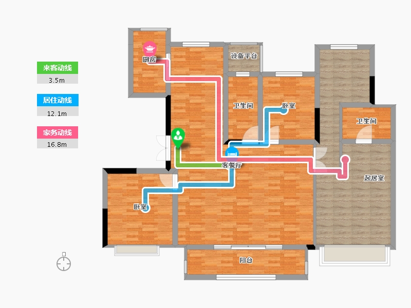 江苏省-扬州市-瘦西湖·壹号院-128.00-户型库-动静线