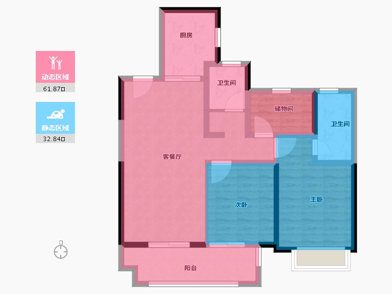 江苏省-扬州市-悦江湾-84.00-户型库-动静分区