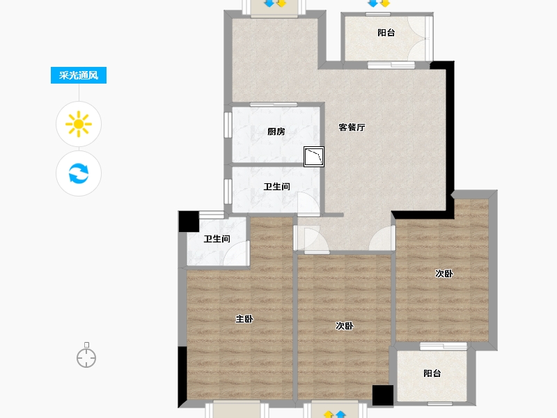 福建省-宁德市-润锦·星湖名筑-86.81-户型库-采光通风