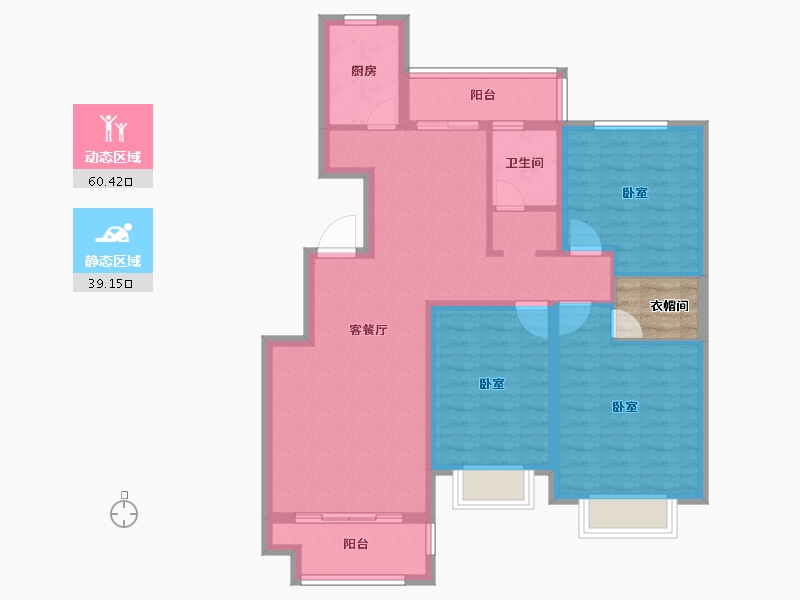 安徽省-淮南市-龙成奥韵-91.37-户型库-动静分区