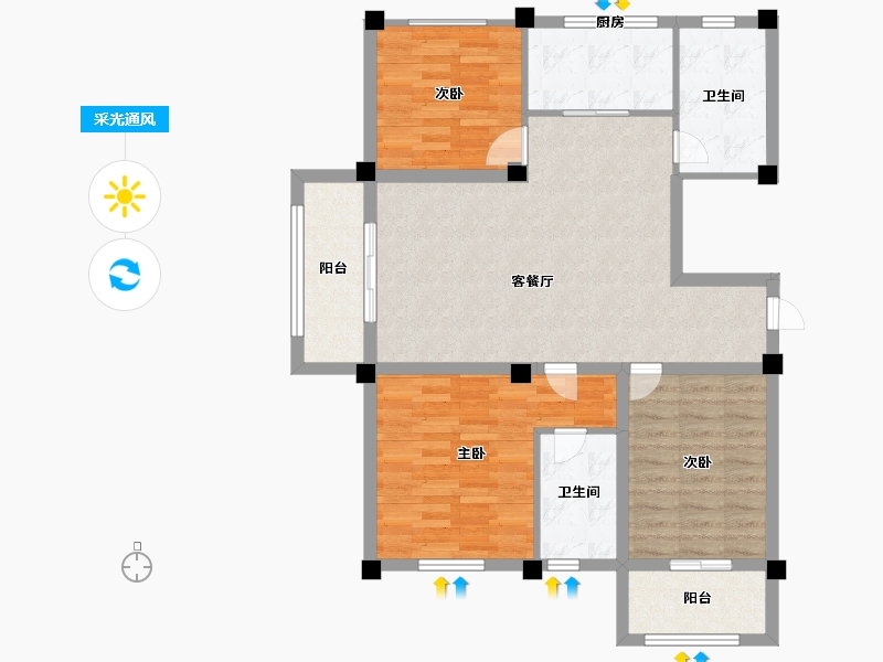 江苏省-扬州市-邗建·和瑞苑-94.00-户型库-采光通风