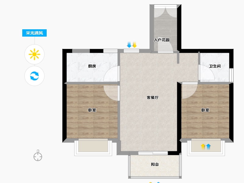 福建省-福州市-贵安新天地公寓-64.00-户型库-采光通风