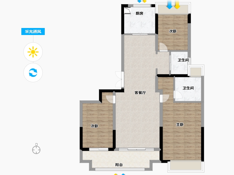 江苏省-徐州市-蓝光锦澜府-100.23-户型库-采光通风