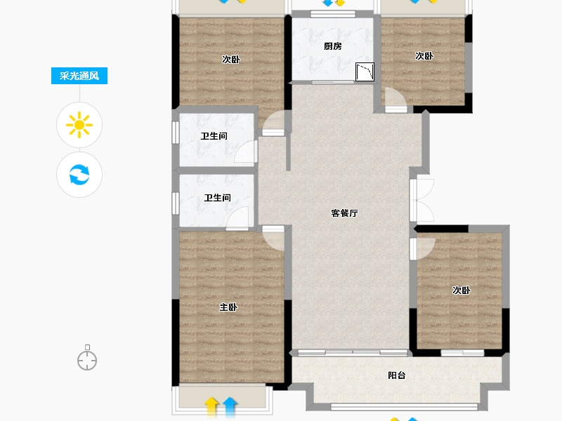 江苏省-徐州市-蓝光锦澜府-119.20-户型库-采光通风