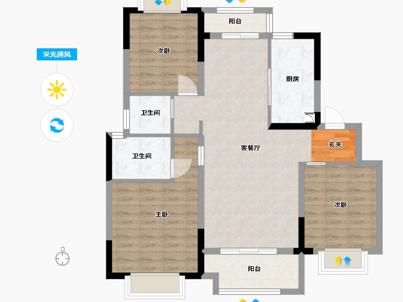 江西省-景德镇市-阳光城·文澜云邸-92.00-户型库-采光通风