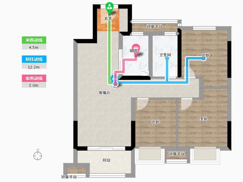 浙江省-台州市-富力溪庐-71.00-户型库-动静线