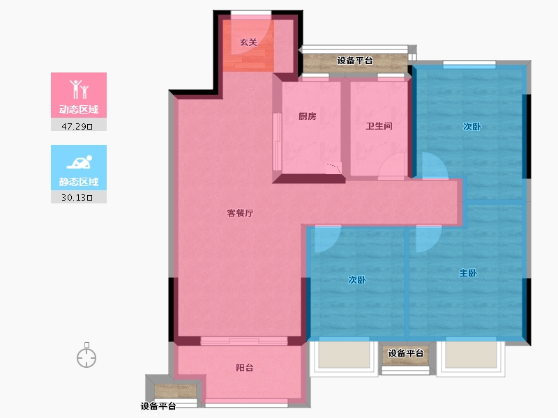 浙江省-台州市-富力溪庐-71.00-户型库-动静分区