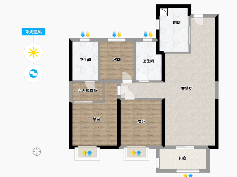 江苏省-南通市-富力院士廷-88.00-户型库-采光通风