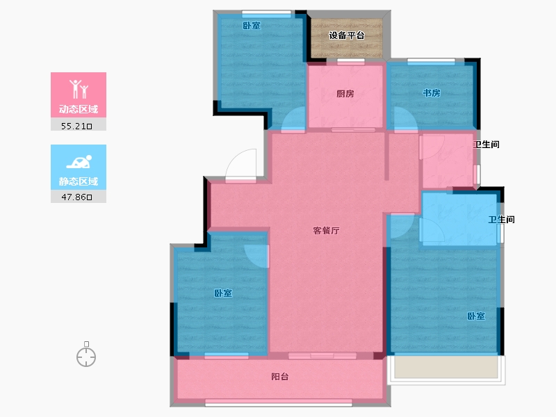 浙江省-湖州市-中梁翡丽蓝湾-95.00-户型库-动静分区