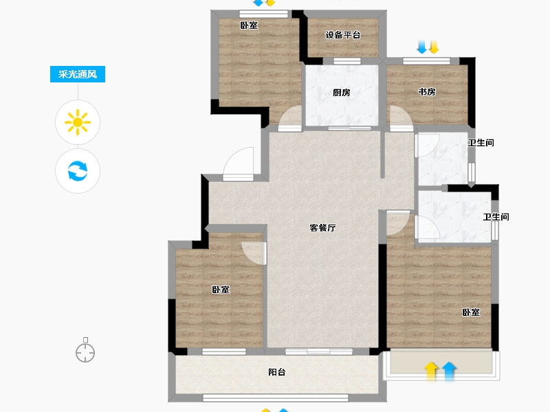 浙江省-湖州市-中梁翡丽蓝湾-95.00-户型库-采光通风