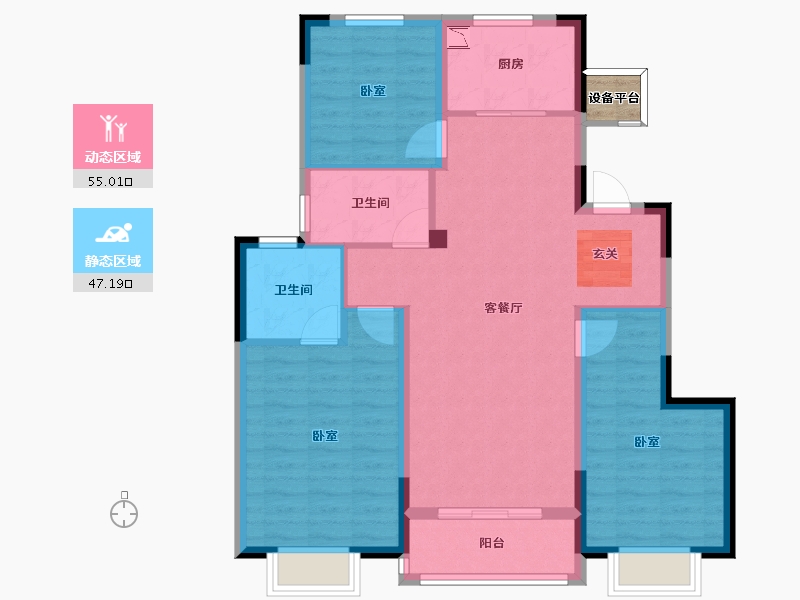 浙江省-宁波市-融创杭州湾壹号-93.00-户型库-动静分区