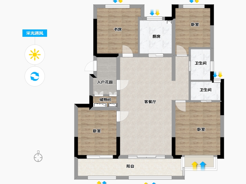 浙江省-宁波市-崇文花园-96.00-户型库-采光通风