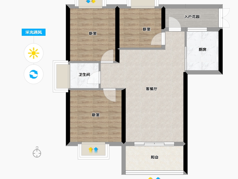 福建省-福州市-贵安新天地公寓-71.57-户型库-采光通风