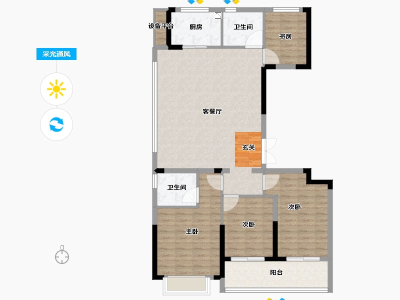 江苏省-常州市-佳源悦府-109.87-户型库-采光通风