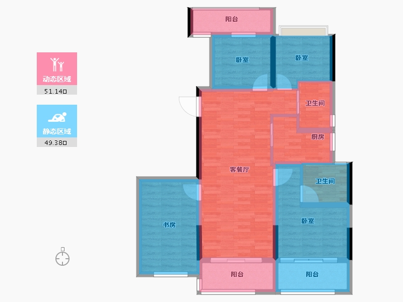 浙江省-杭州市-星央悦府-89.00-户型库-动静分区