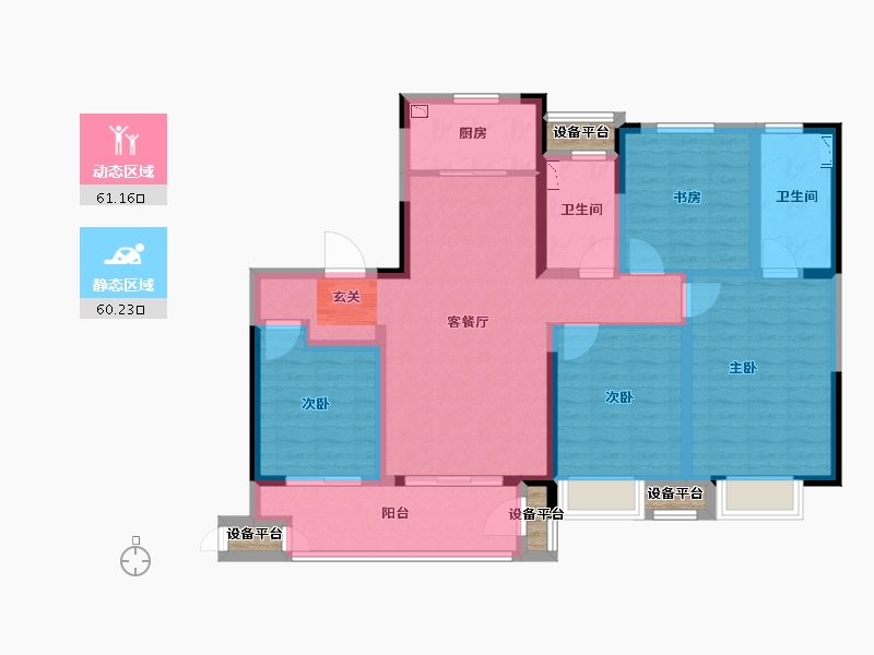 江苏省-常州市-万科弘阳君望甲第住宅-112.01-户型库-动静分区