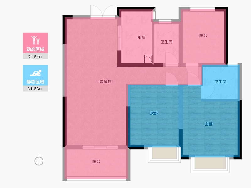 江西省-景德镇市-长虹·银湖新都-86.20-户型库-动静分区