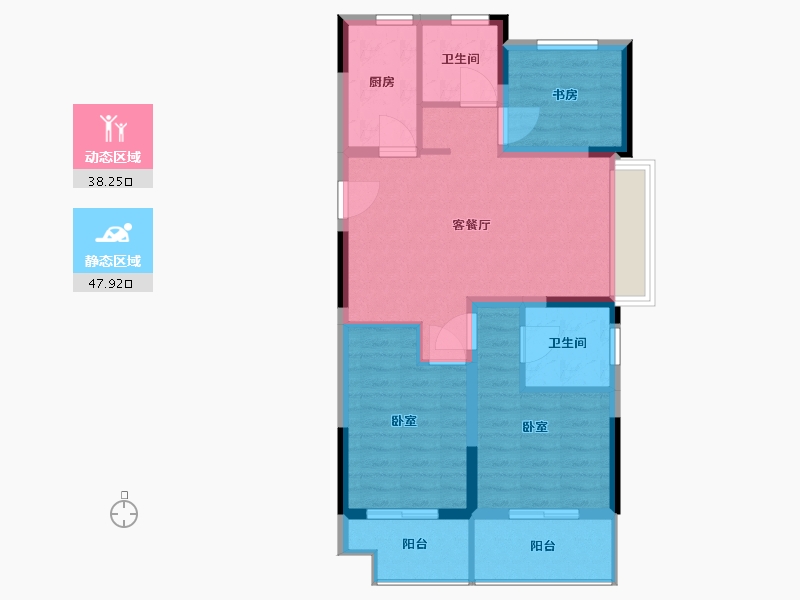 浙江省-宁波市-湖成大境-77.00-户型库-动静分区