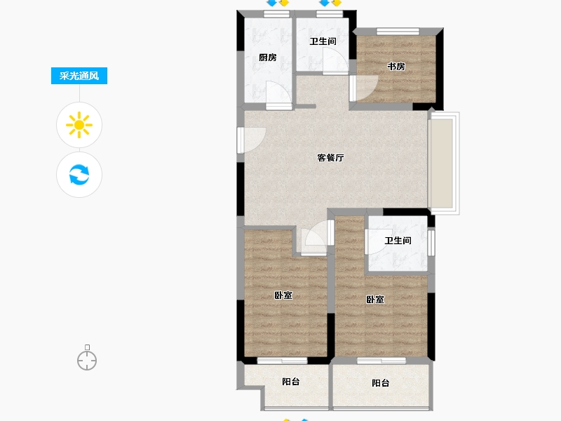 浙江省-宁波市-湖成大境-77.00-户型库-采光通风