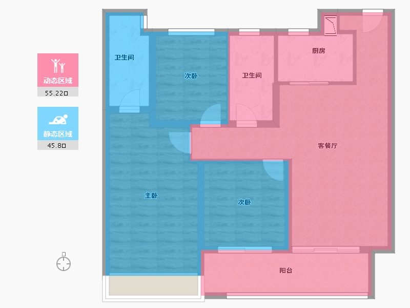 江苏省-徐州市-红星·云龙金茂悦-90.09-户型库-动静分区