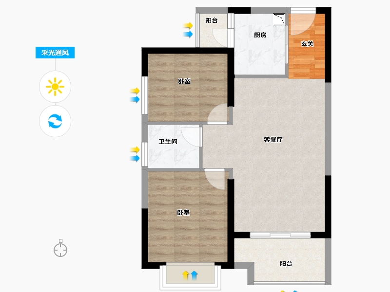 福建省-漳州市-夏商水岸名都-63.00-户型库-采光通风